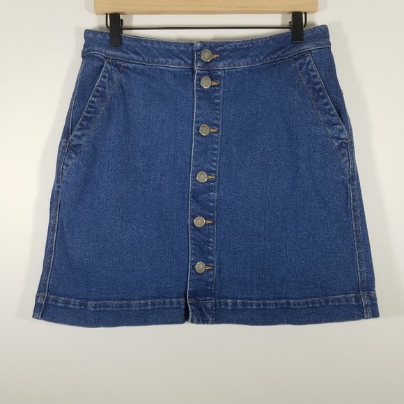 LOFT Dresses & Skirts - Made And Loved LOFT Button Jean Skirts Size 10